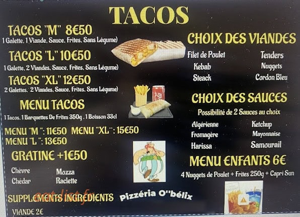 Pizzéria Obélix — carte page 4