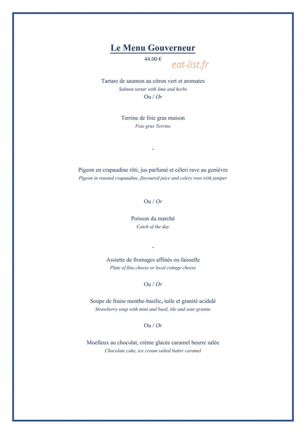 La Table du Gouverneur — carte page 6