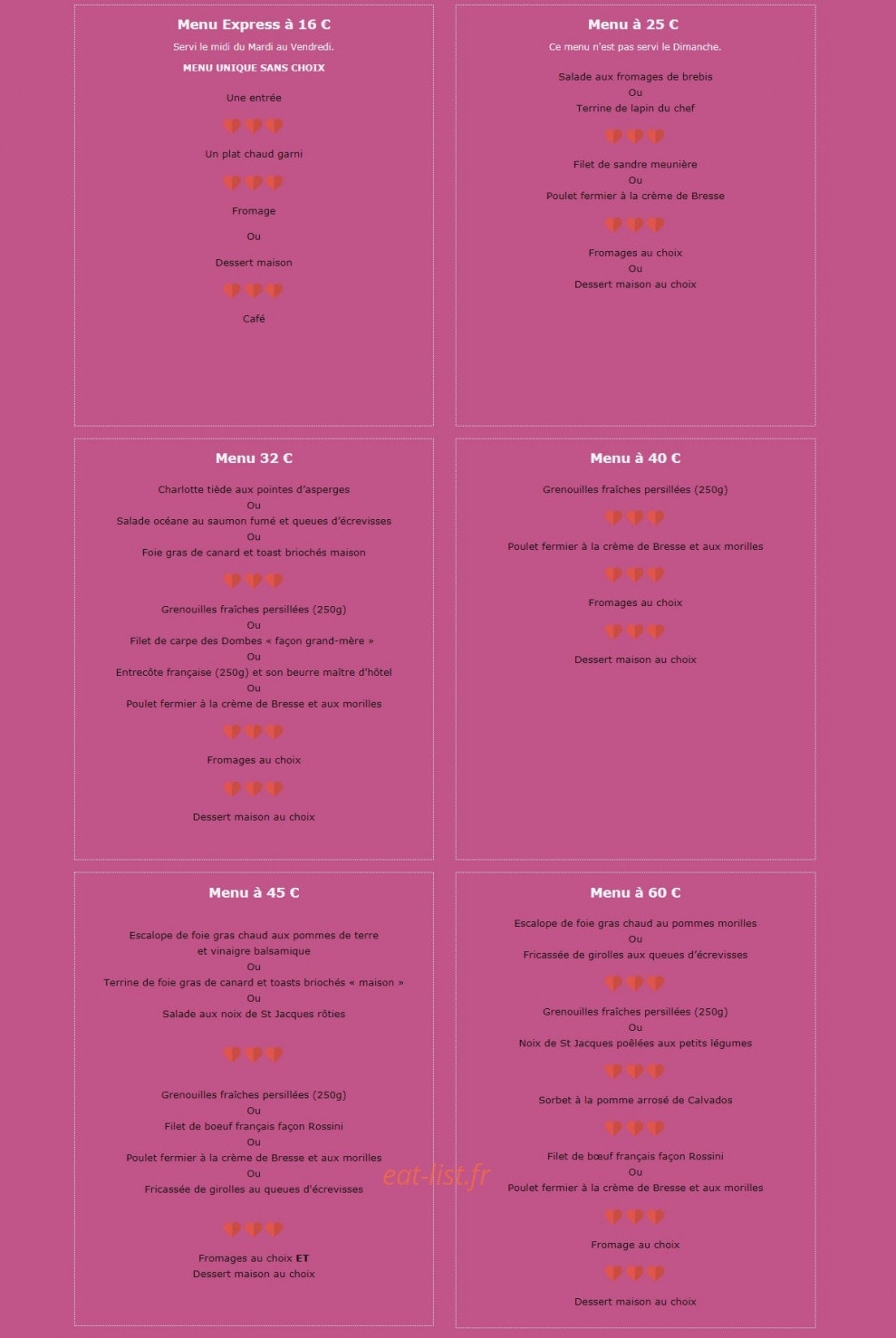 Restaurant de Rancé — carte page 1