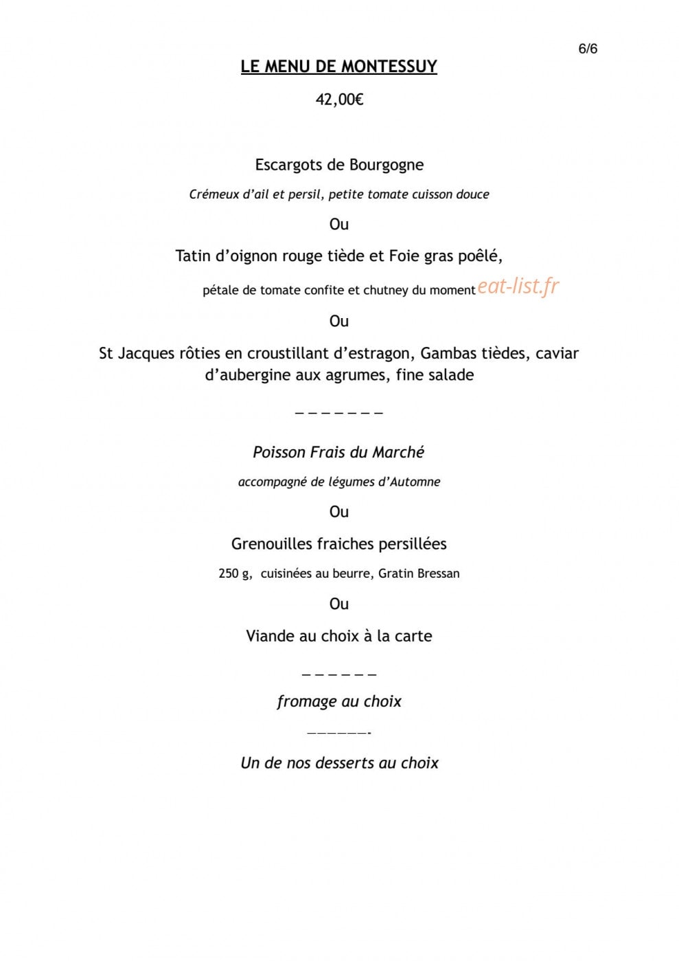 Auberge  de Montessuy — carte page 6
