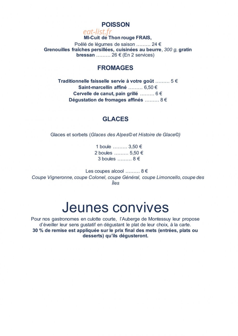 Auberge  de Montessuy — carte page 2