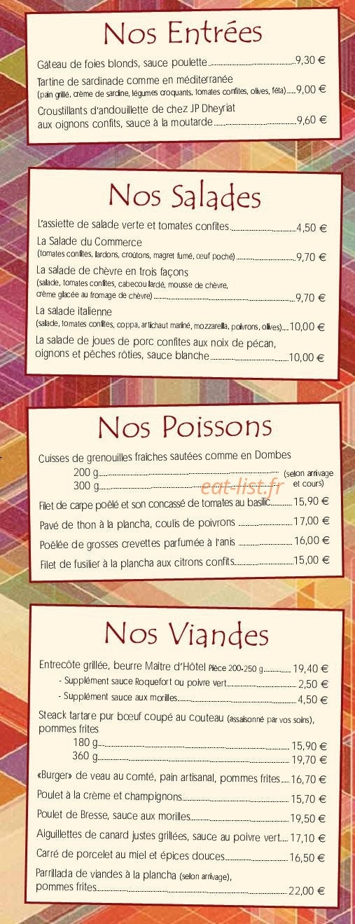 Hôtel Restaurant du Commerce — carte page 2