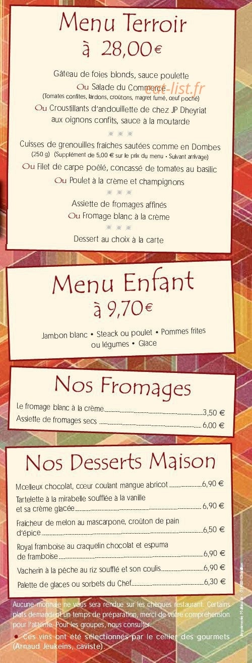 Hôtel Restaurant du Commerce — carte page 3