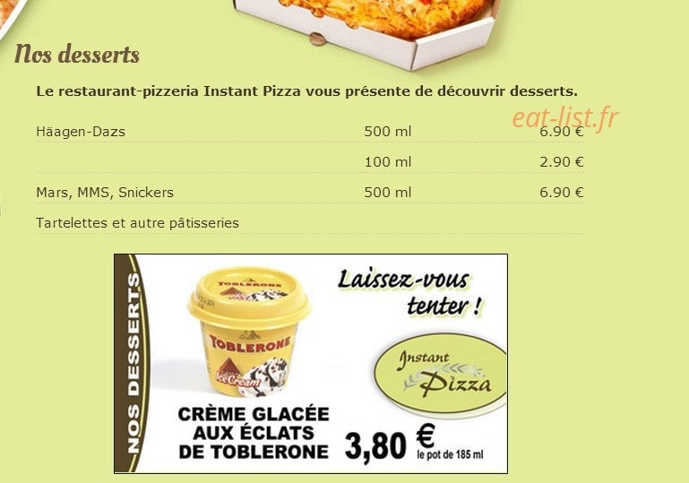 Instant Pizza — carte page 4