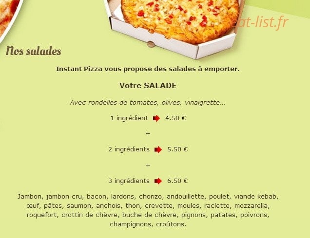 Instant Pizza — carte page 2