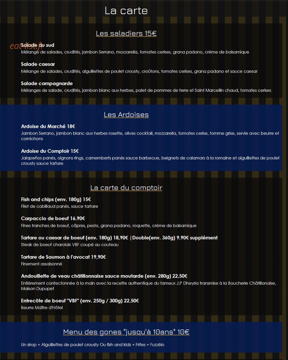 Le Comptoir des Halles — carte page 1