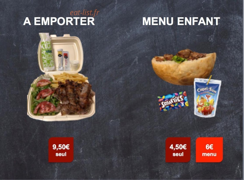 Egée Kebap — carte page 1
