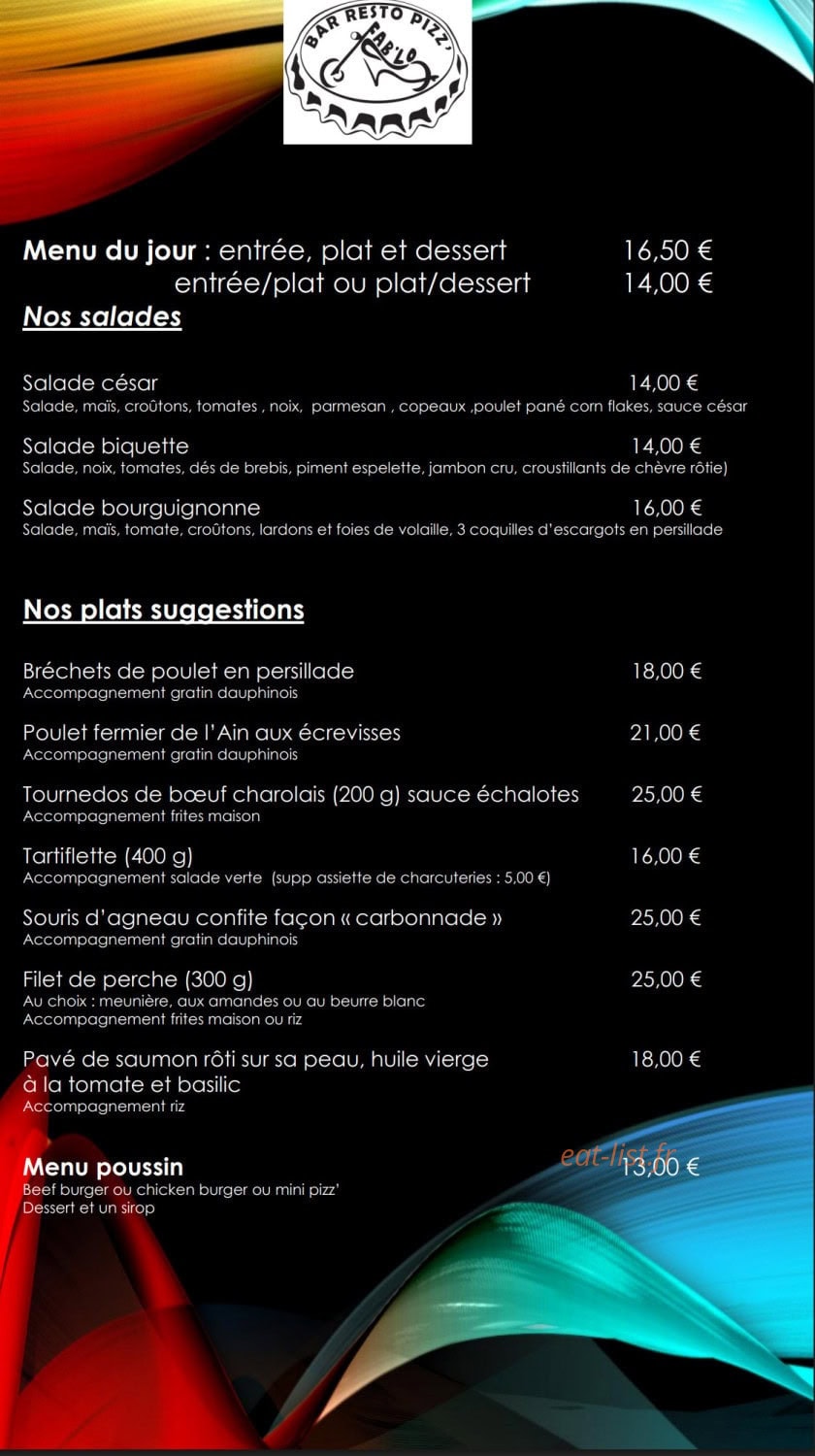 Le Fab'Lo — carte page 1