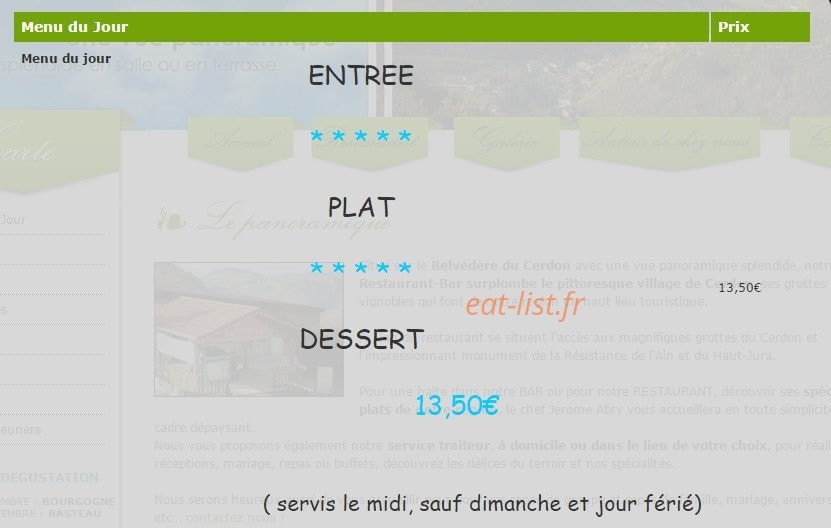 Le Panoramique — carte page 1
