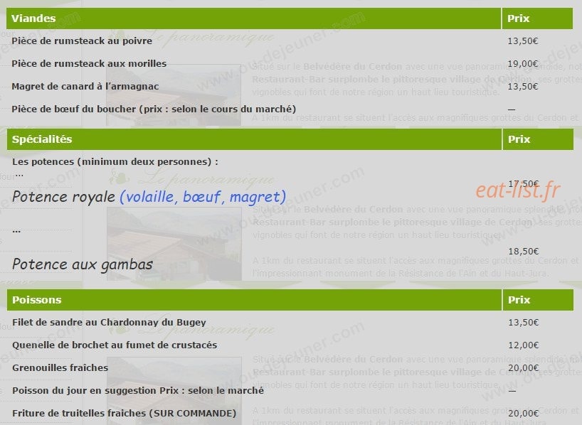 Le Panoramique — carte page 3