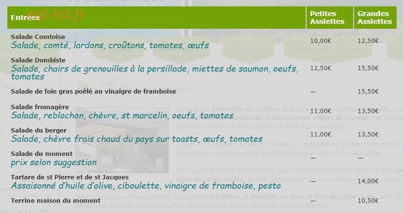 Le Panoramique — carte page 2