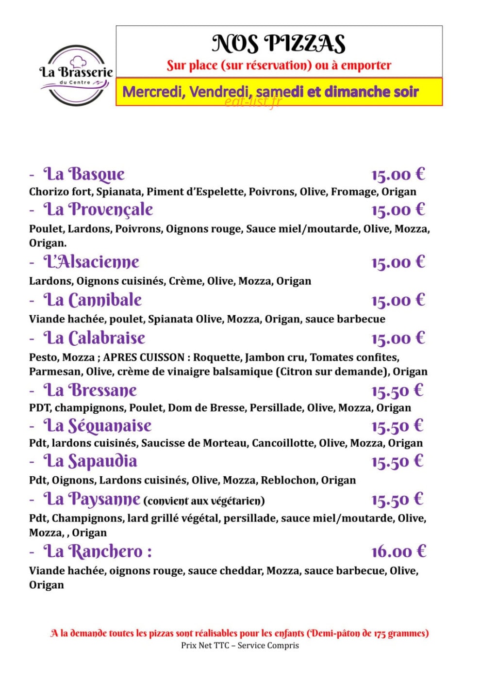 La Brasserie du Centre — carte page 4