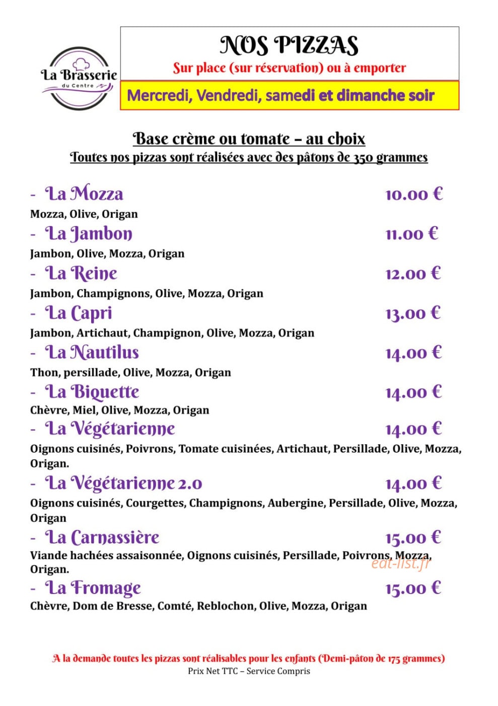 La Brasserie du Centre — carte page 3