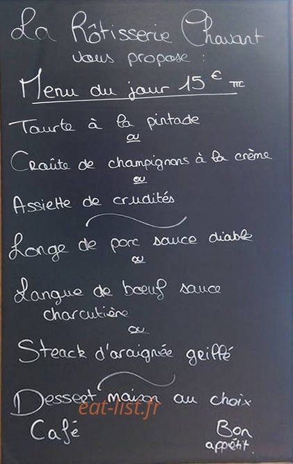 Carte et menu de La rôtisserie à Montreal la Cluse — Un exemple de menu du jour