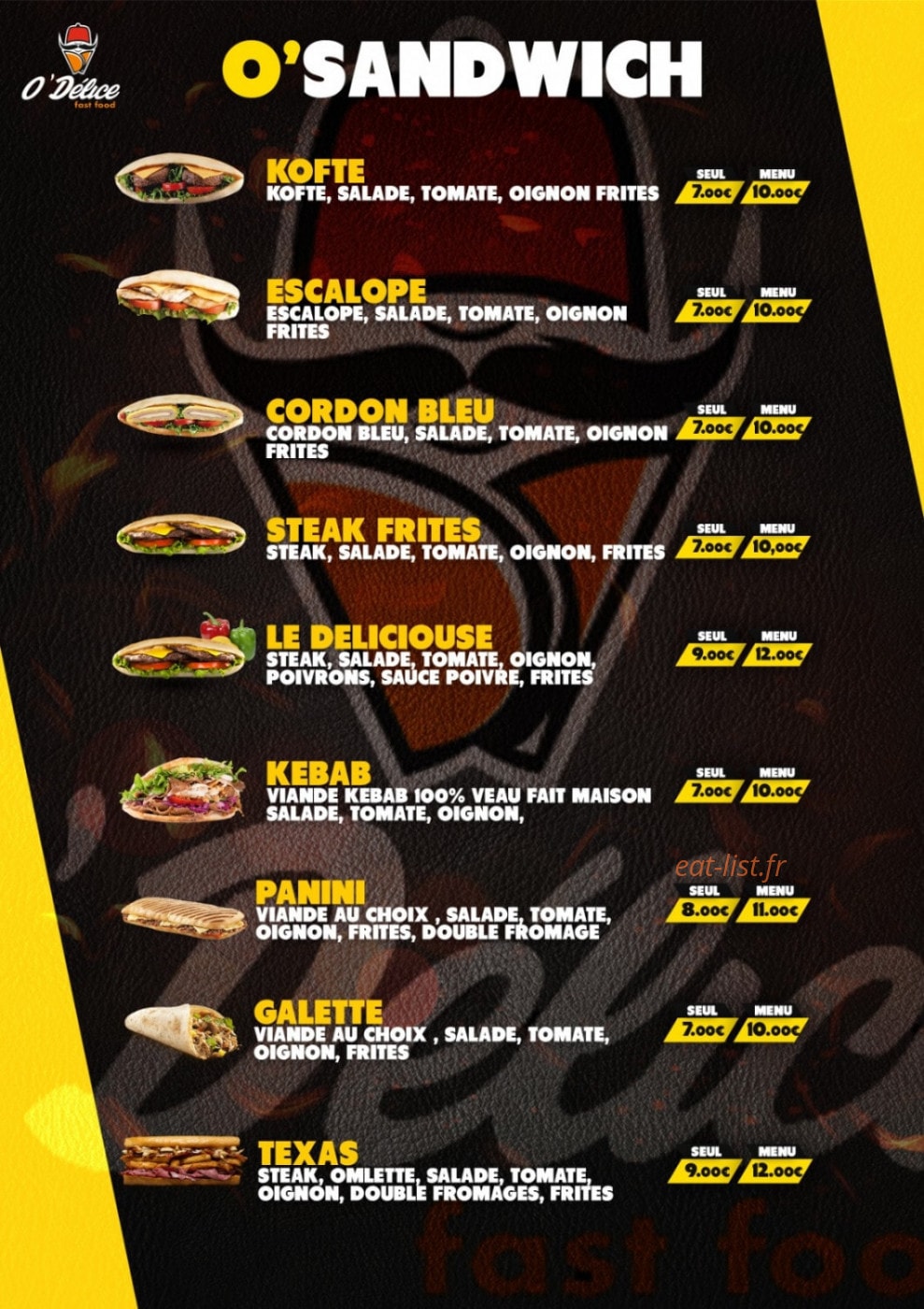 O'Délice Fast-Food — carte page 4