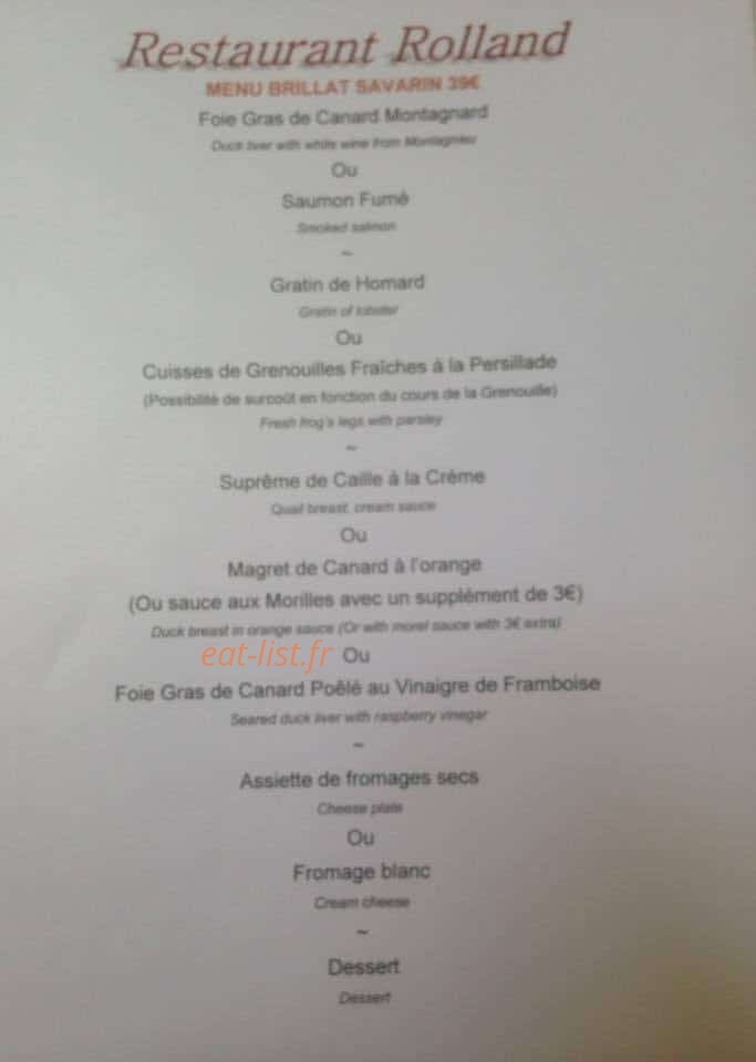 Restaurant Rolland — carte page 3