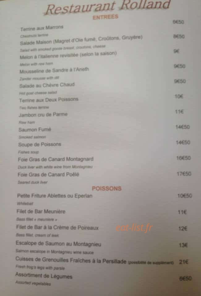 Restaurant Rolland — carte page 4