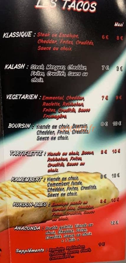 Jmk Burger — carte page 1