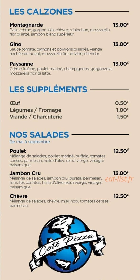 Coté pizza — carte page 3