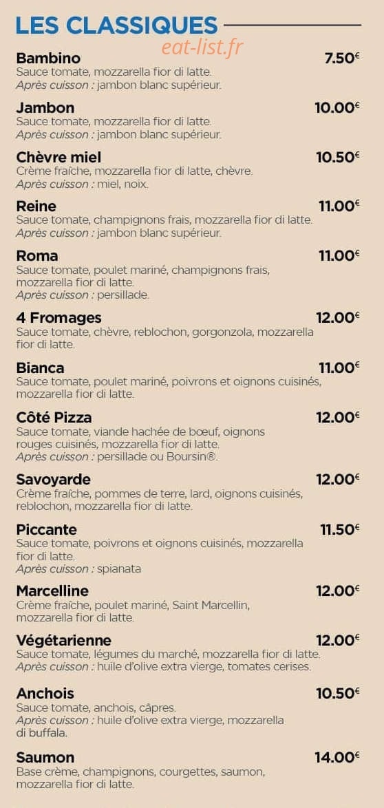 Coté pizza — carte page 2