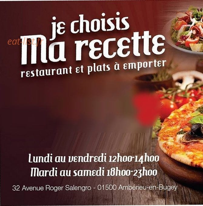 Carte et menu Je choisis ma recette Amberieu en Bugey