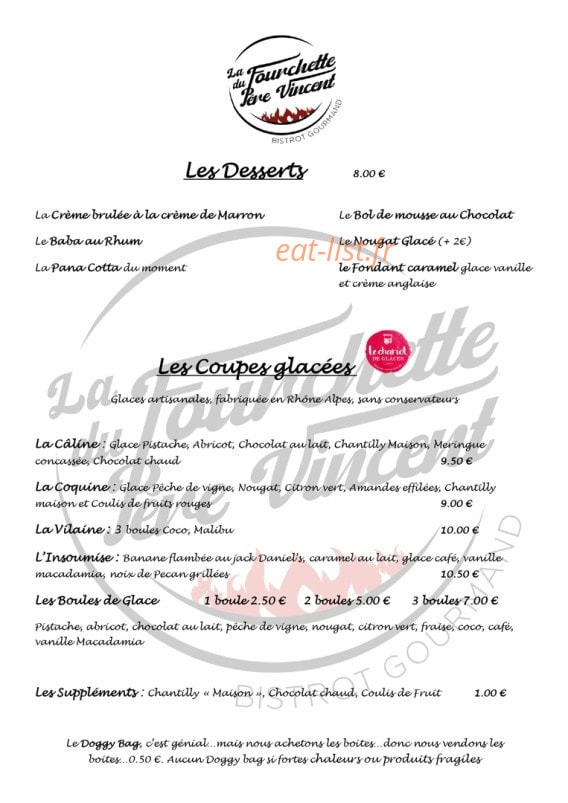 La Fourchette Du Père Vincent — carte page 5