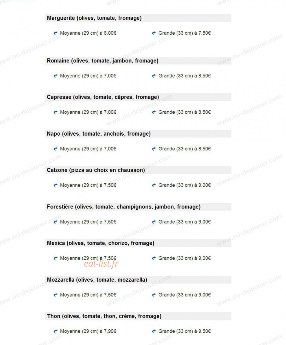 La Pizza Oceane — carte page 2