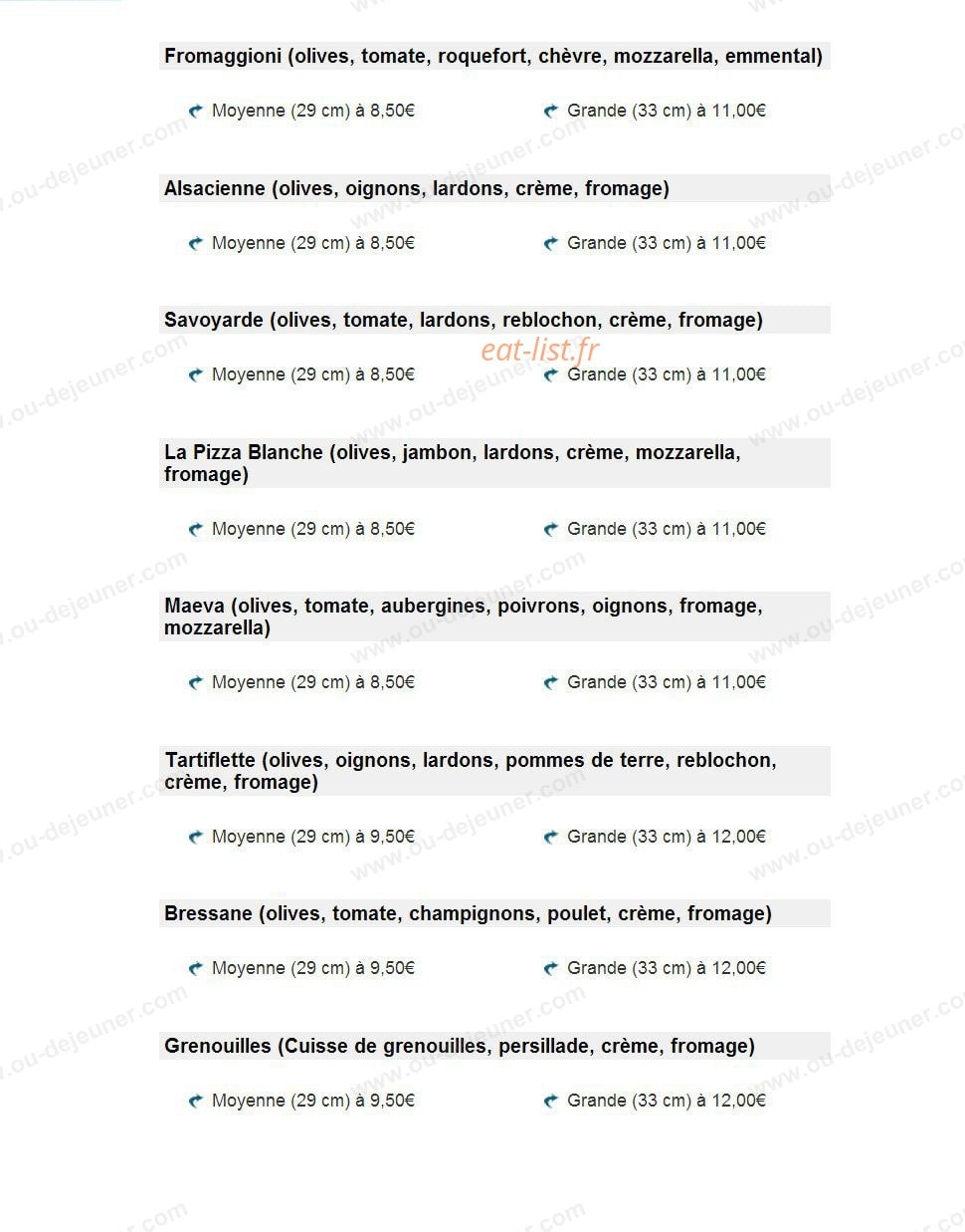 La Pizza Oceane — carte page 4