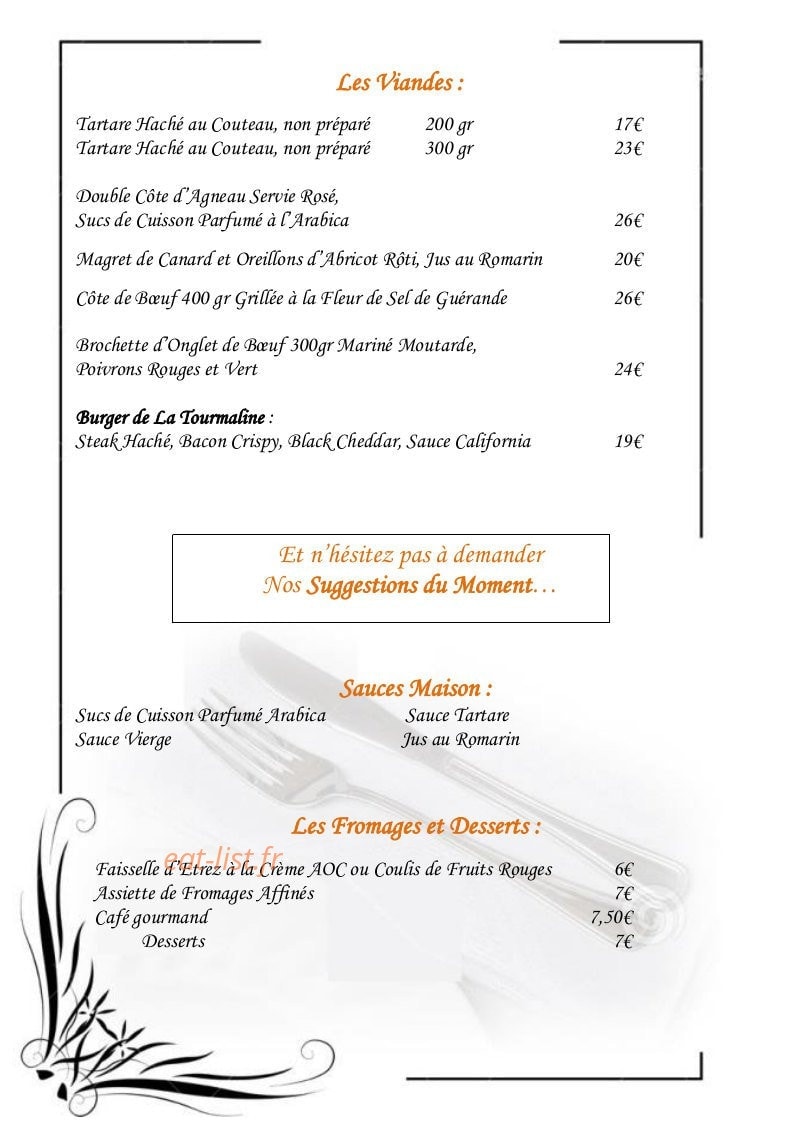La Tourmaline — carte page 7