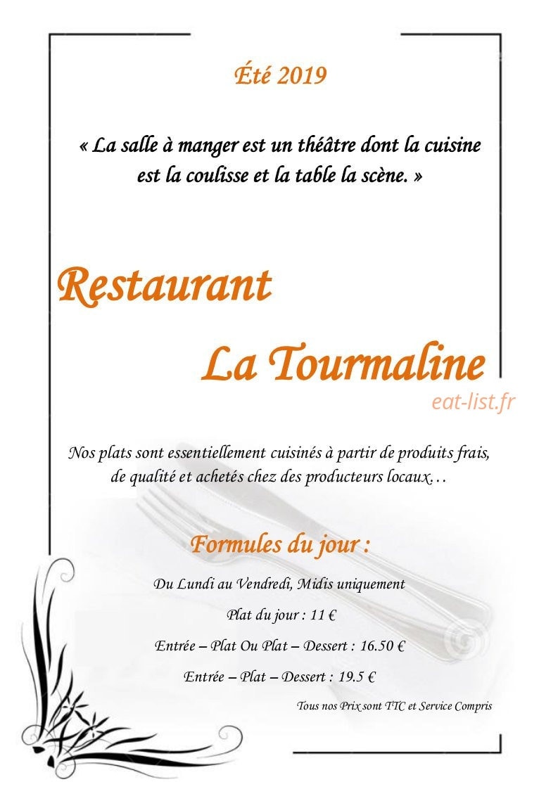 La Tourmaline — carte page 1