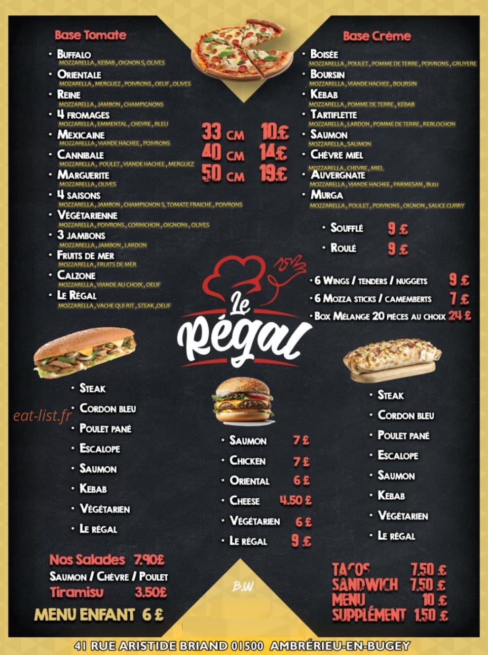 Le Régal — carte page 1