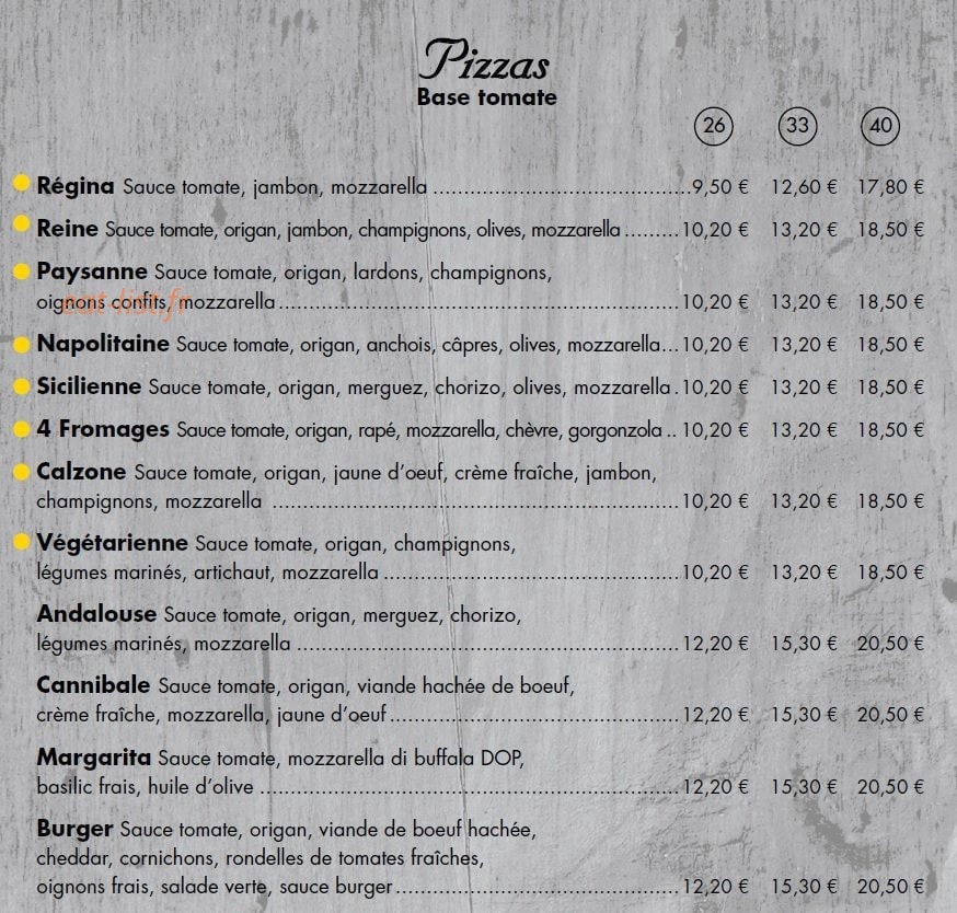 Plazza Pizza — carte page 2