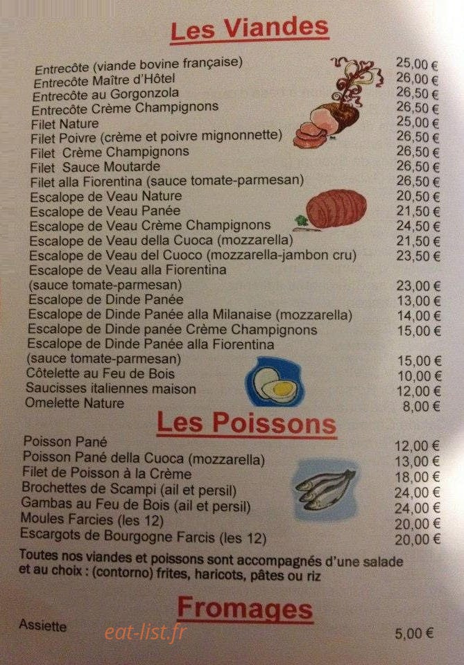 Carte et menu de Sempre Linda à Amberieu en Bugey — Les viandes, les poissons et fromages