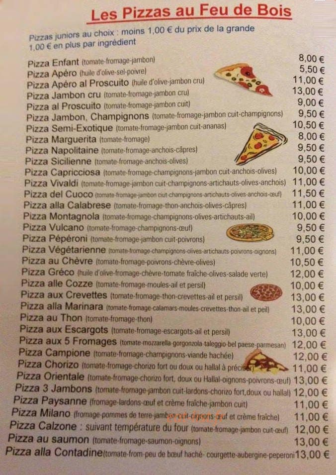 Carte et menu de Sempre Linda à Amberieu en Bugey — Les pizzas