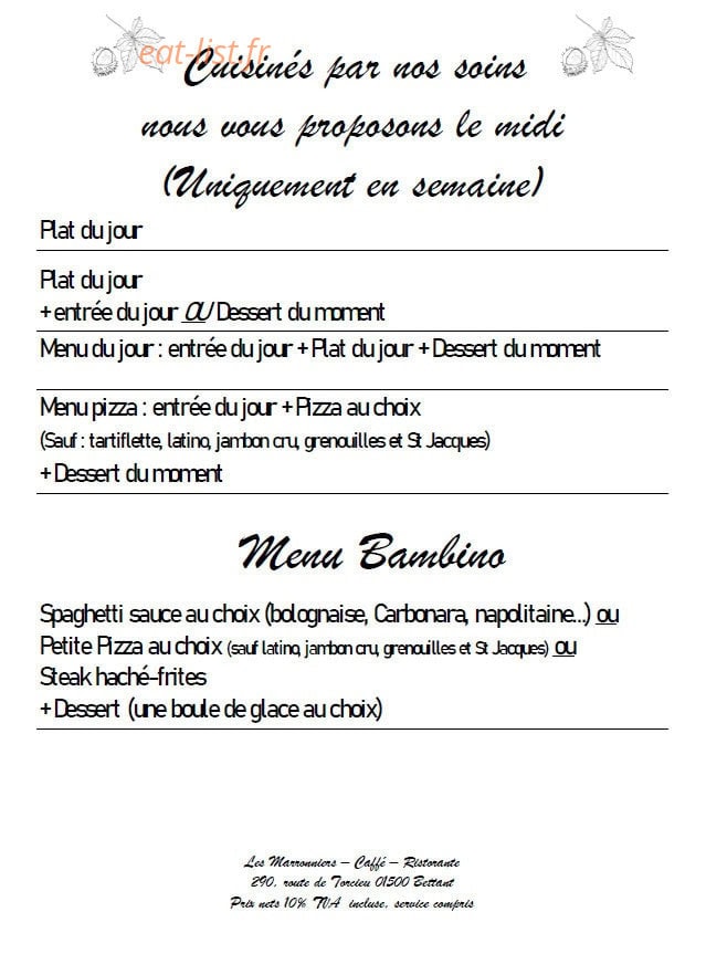 Les Marronniers — carte page 1