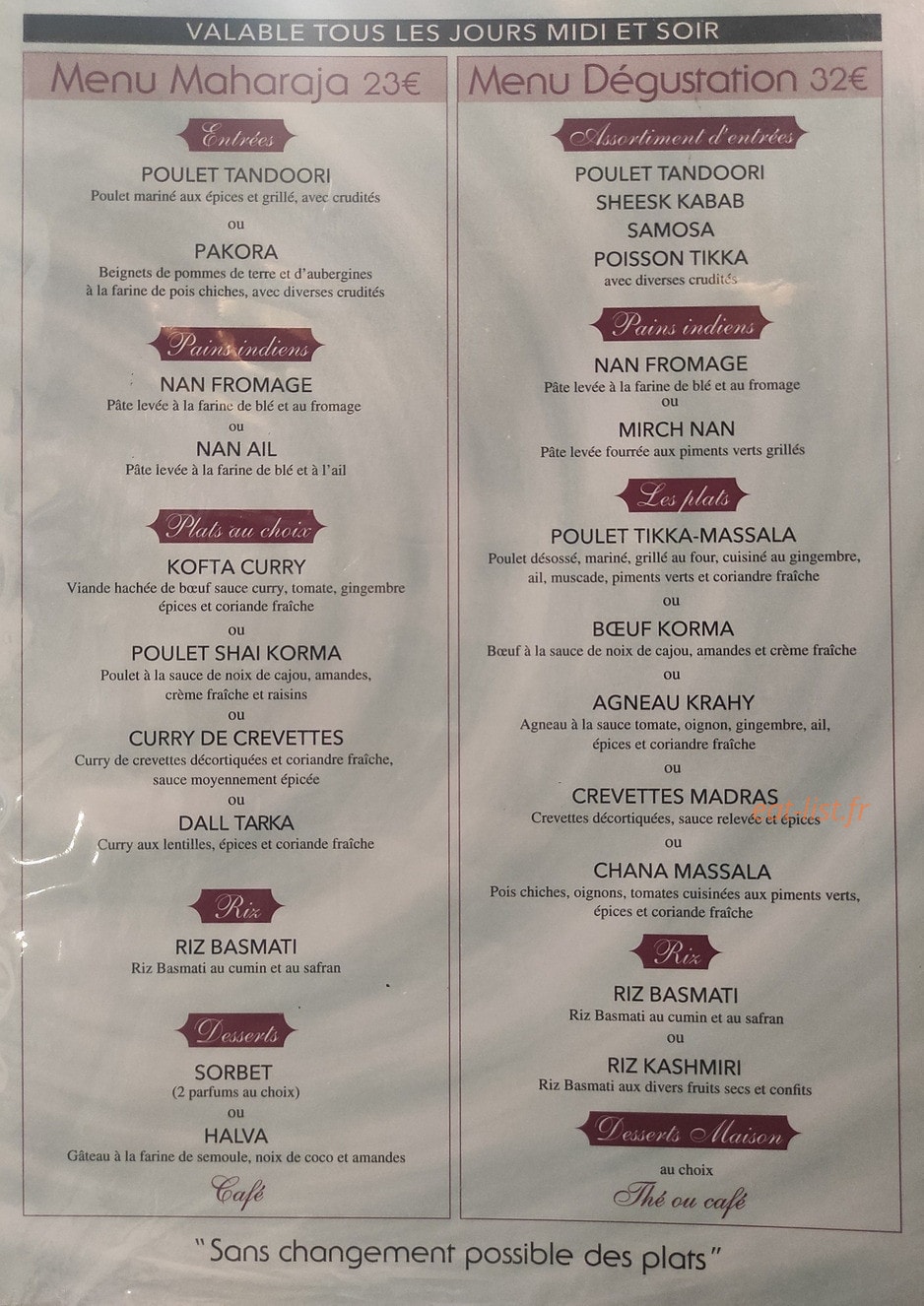 Le maharaja — carte page 5