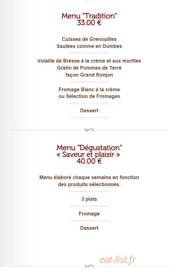 Auberge du Grand Ronjon — carte page 2
