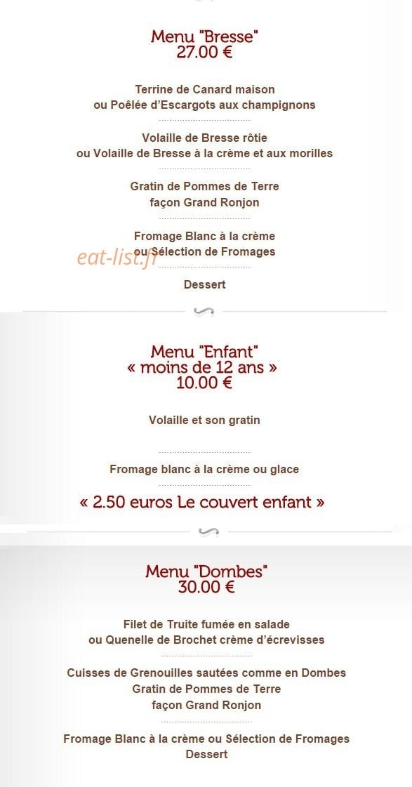 Auberge du Grand Ronjon — carte page 3