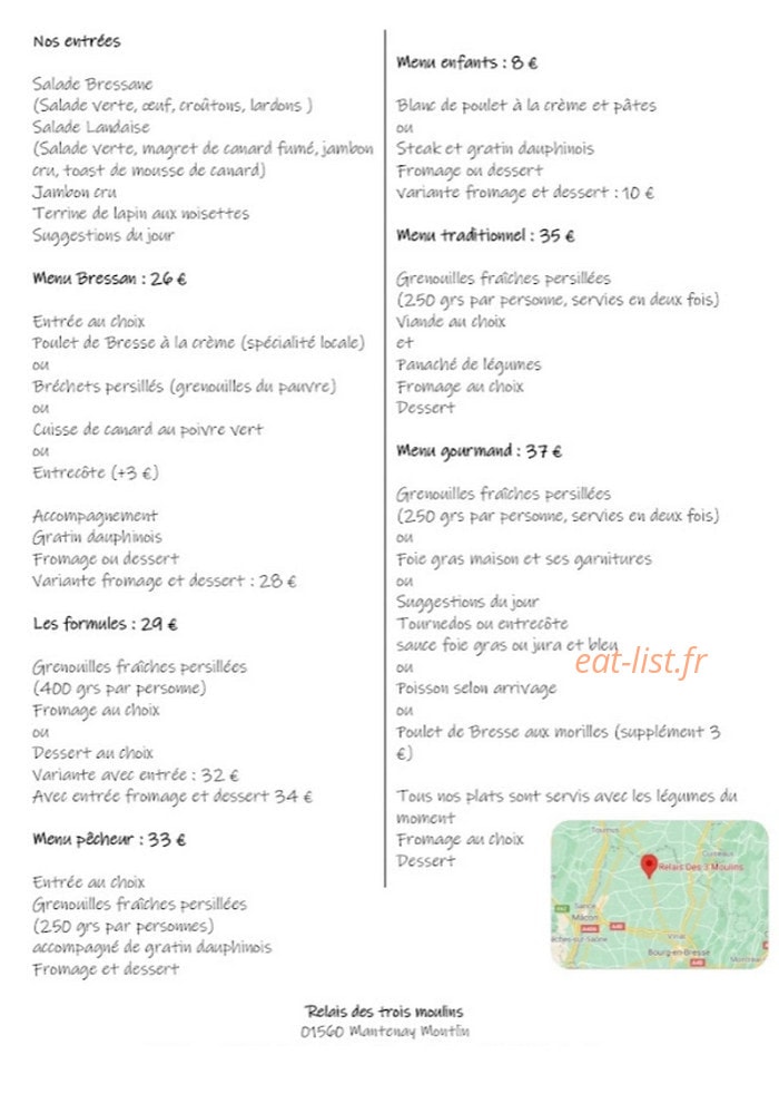 Relais Des 3 Moulins — carte page 1