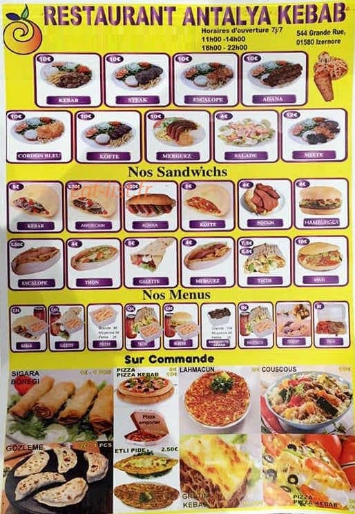 Antalya Kebab — carte page 1