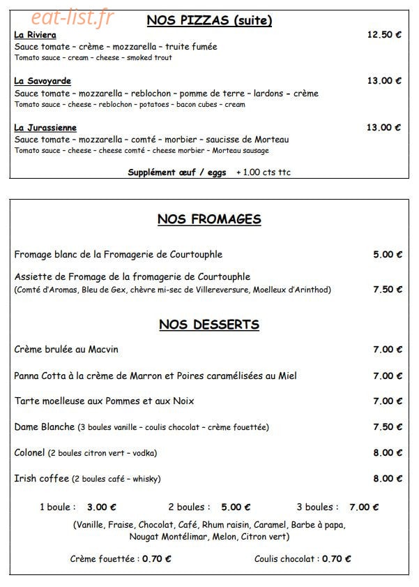 Au Moulin du Pont — carte page 3