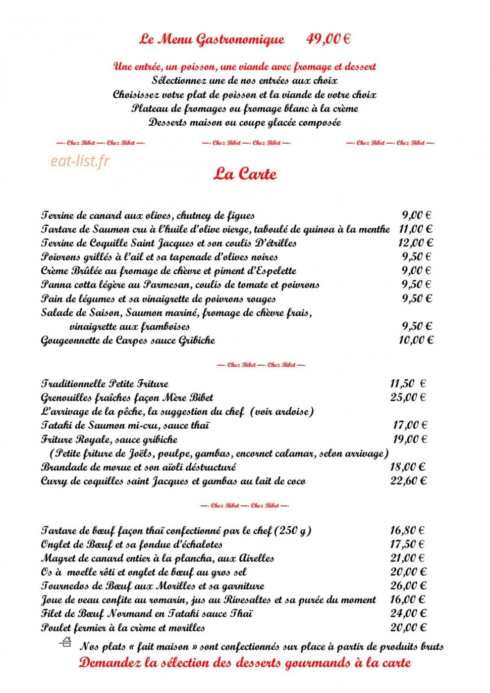 Chez Bibet — carte page 4