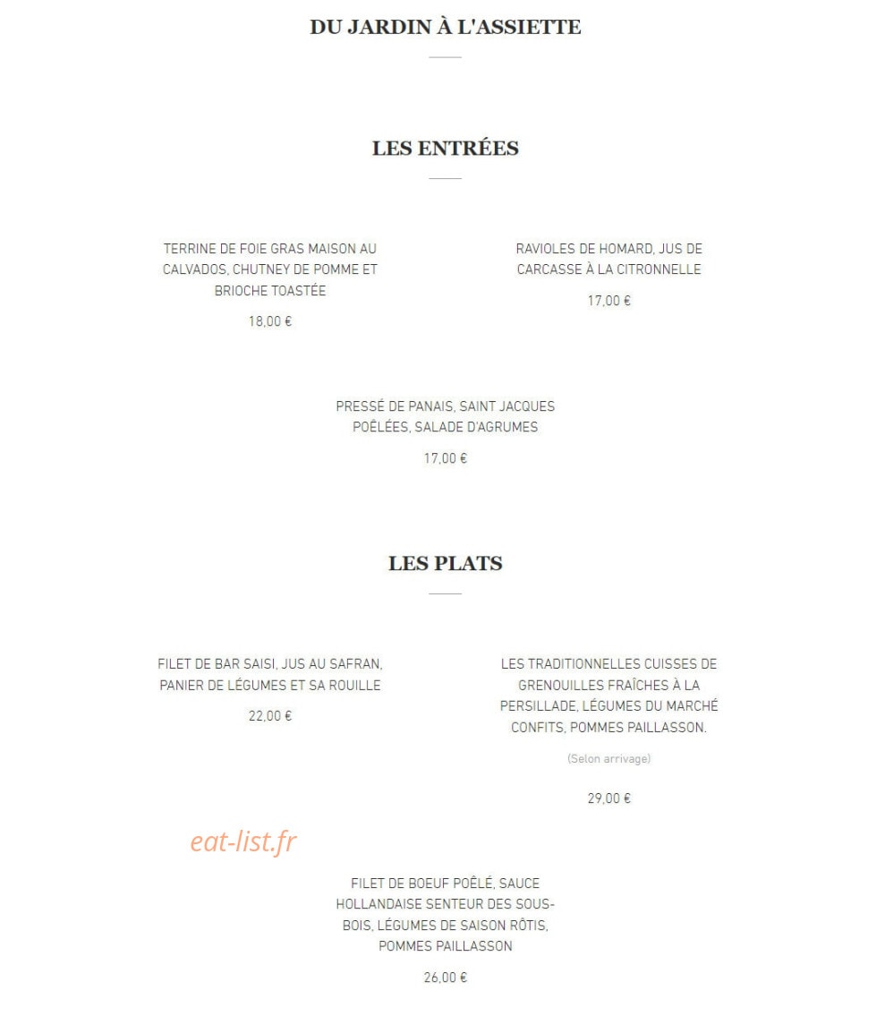 Le Jardin des Saveurs — carte page 1