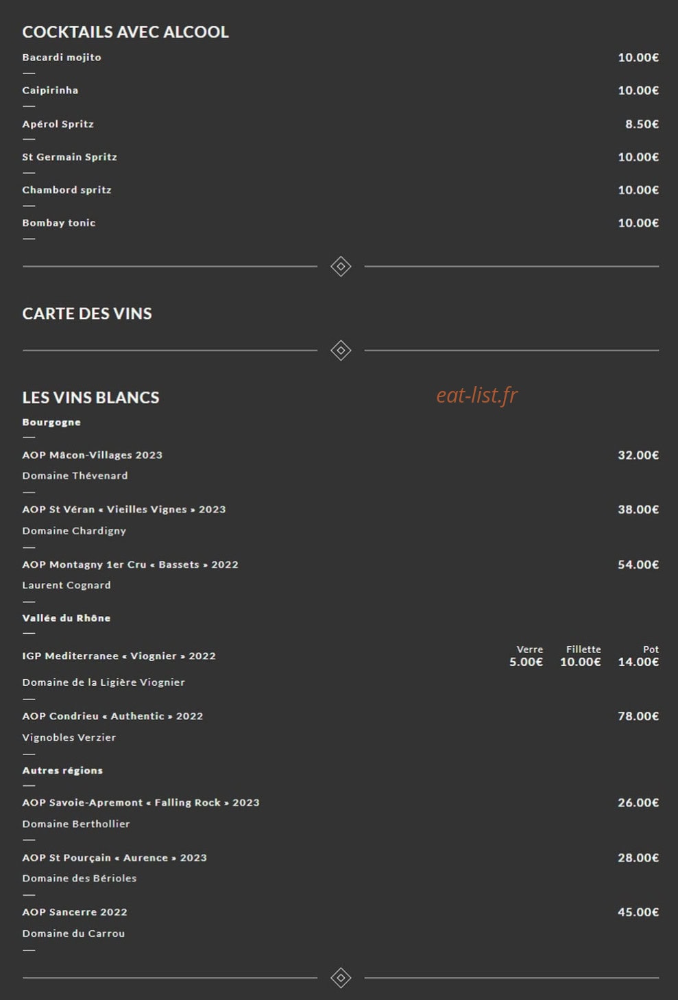 Brasserie des arts — carte page 7