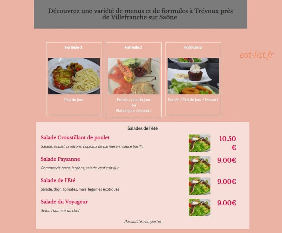 Hôtel-Restaurant des Voyageurs — carte page 1