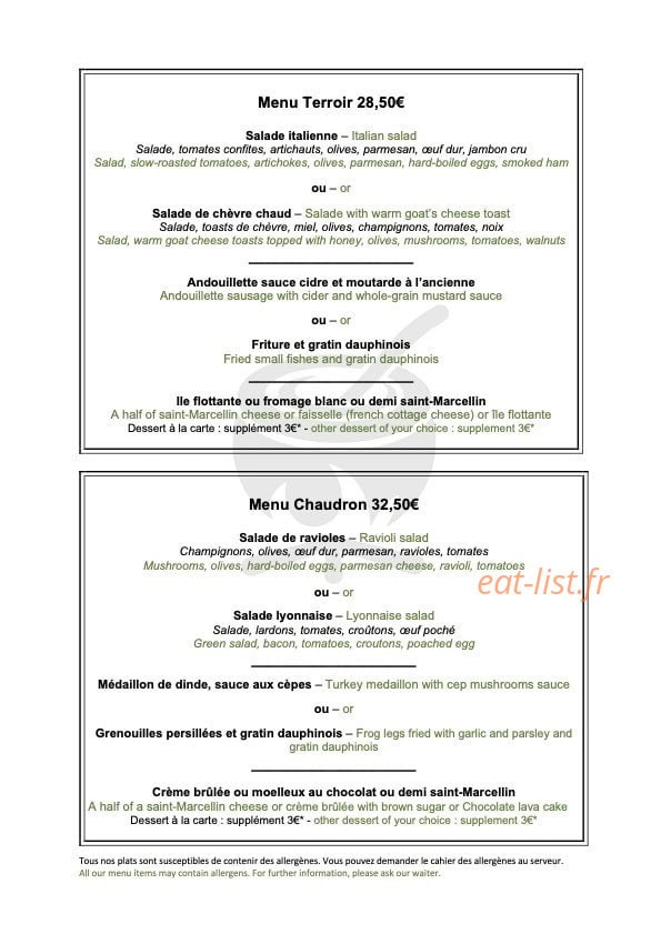 Le Chaudron — carte page 2