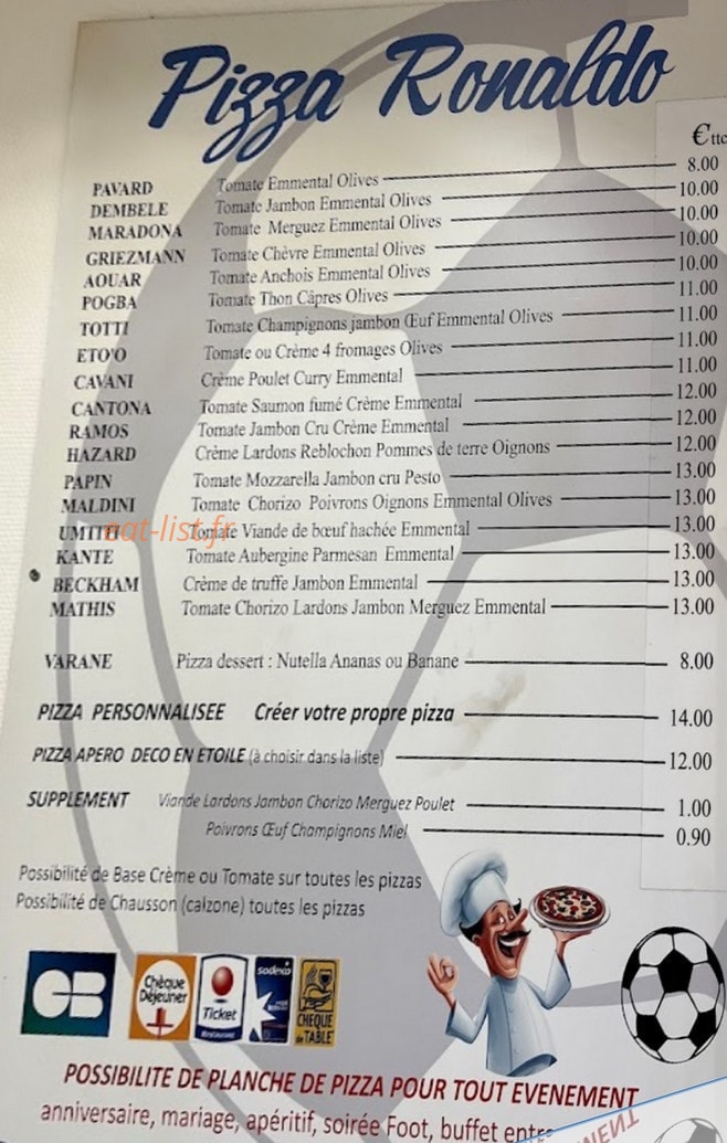 Pizza Ronaldo — carte page 1