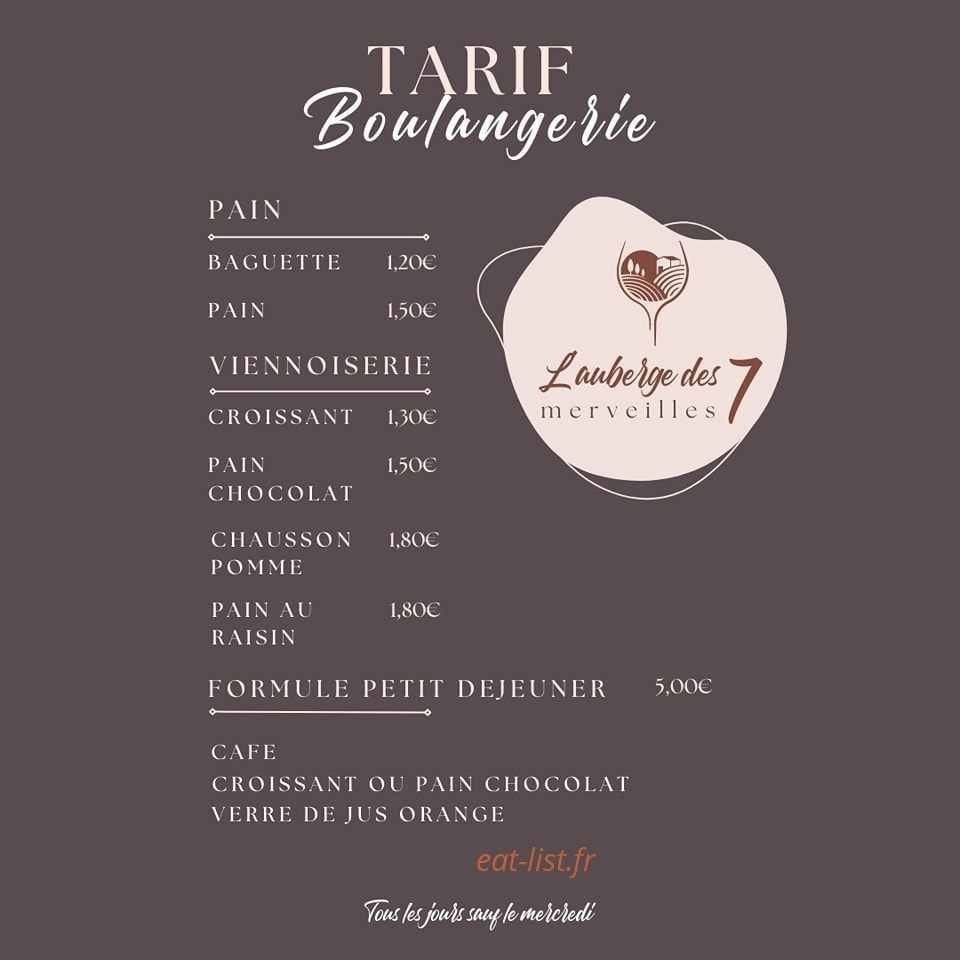 Auberge des 7 merveilles — carte page 3