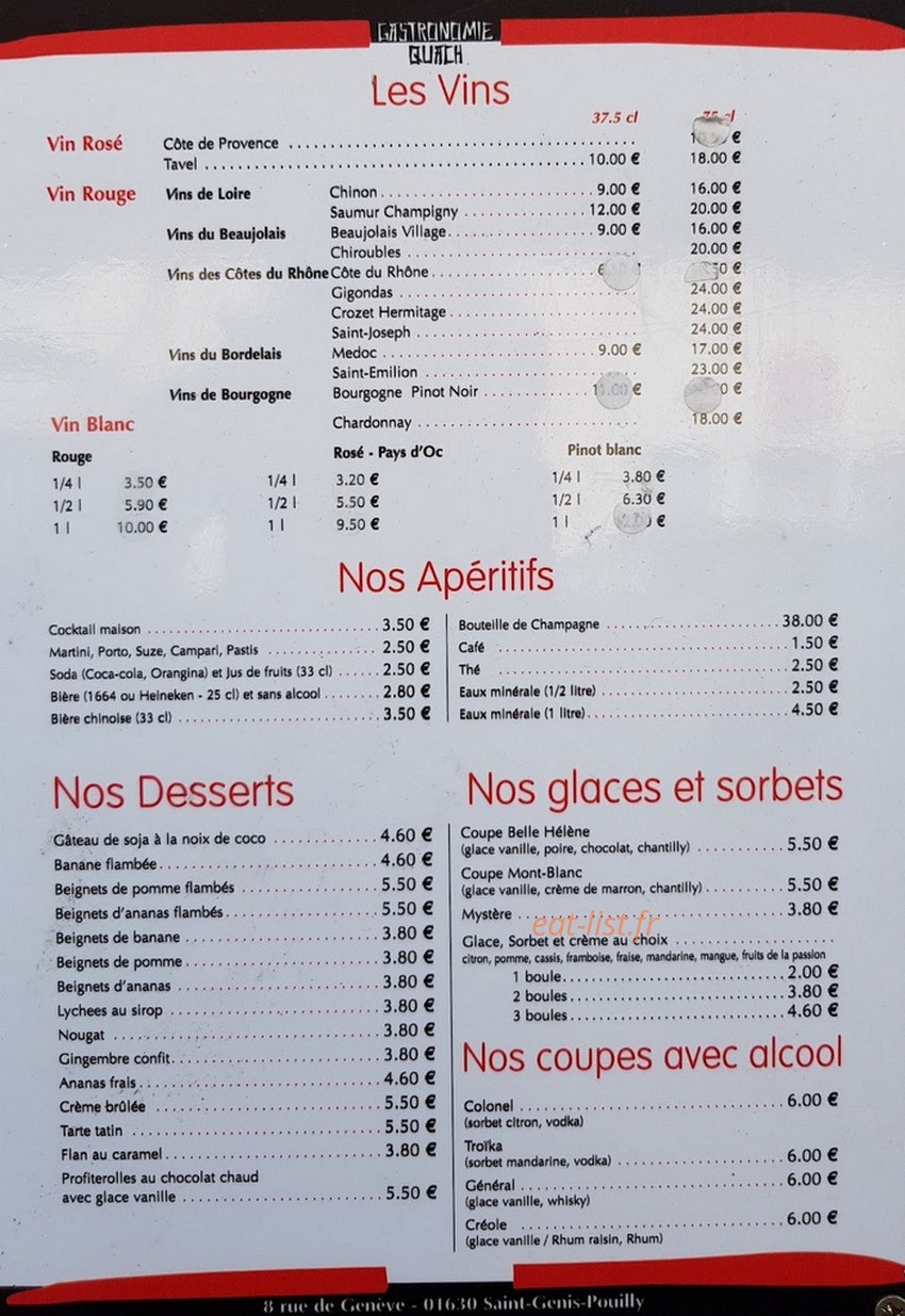 Gastronomie Quach — carte page 2