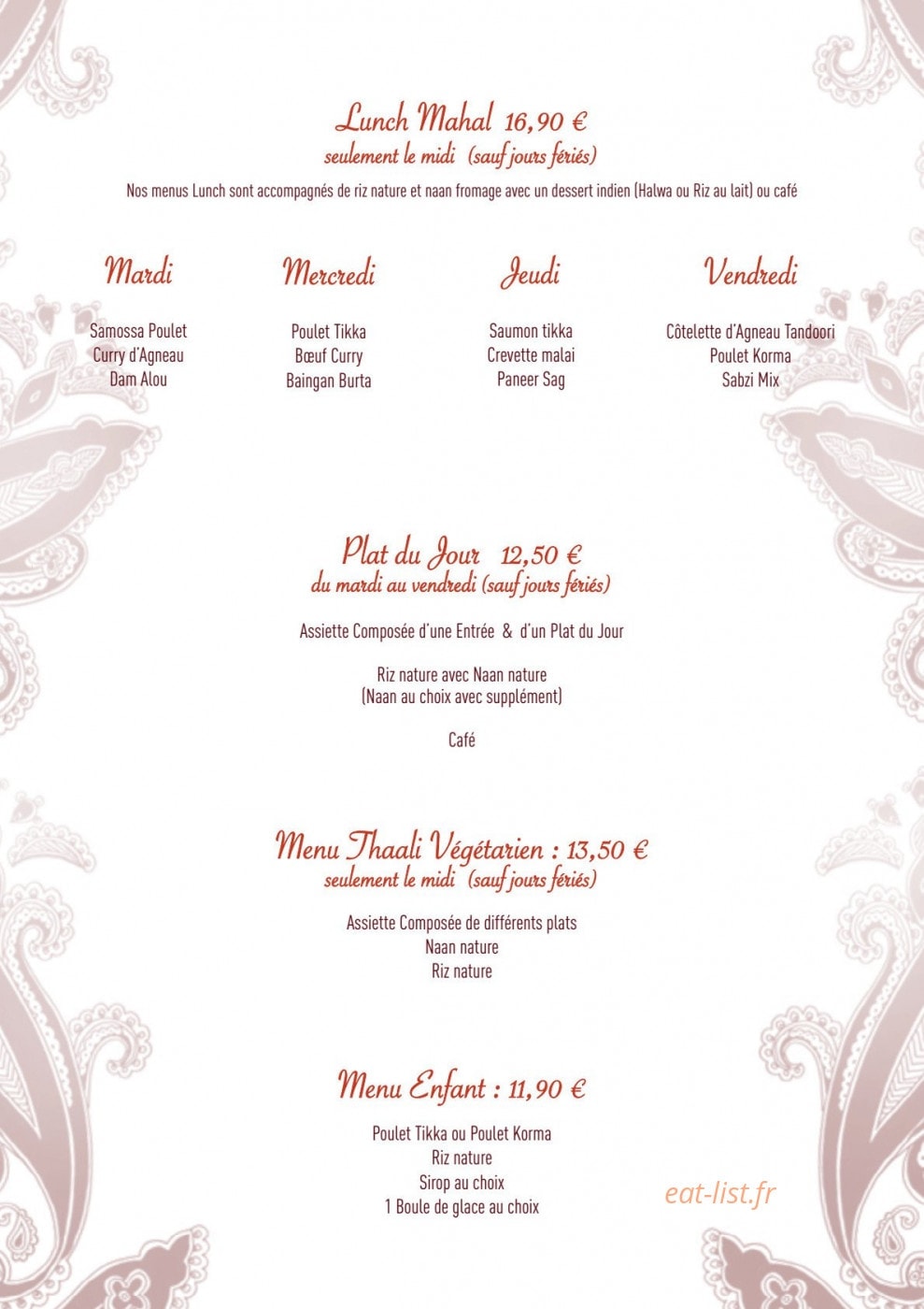 Le Mahal — carte page 7